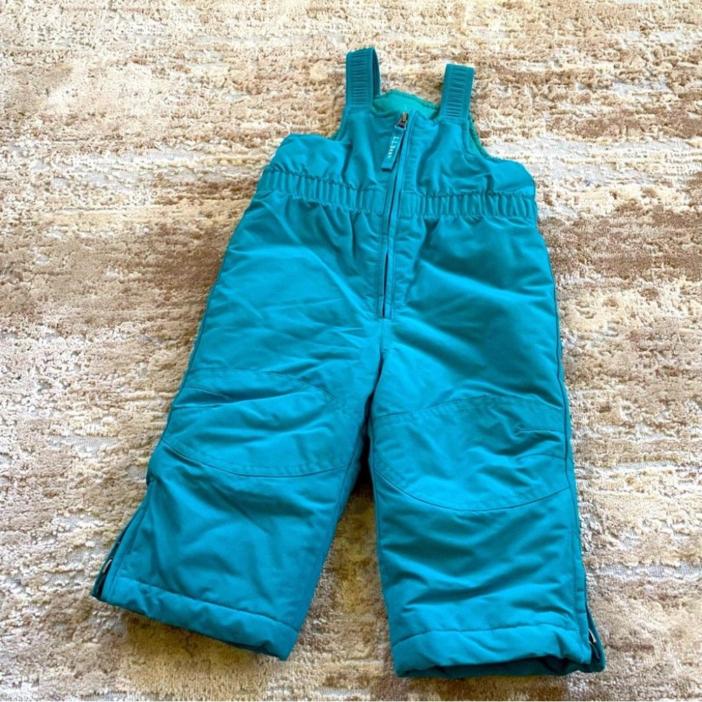 L. L. Bean Ski Snow Bibs Salopettes Turquoise Green Thinsulate: 12-18 months
